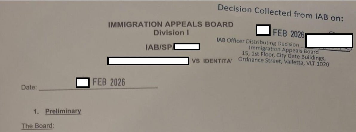Immigration Appeals Board Malta